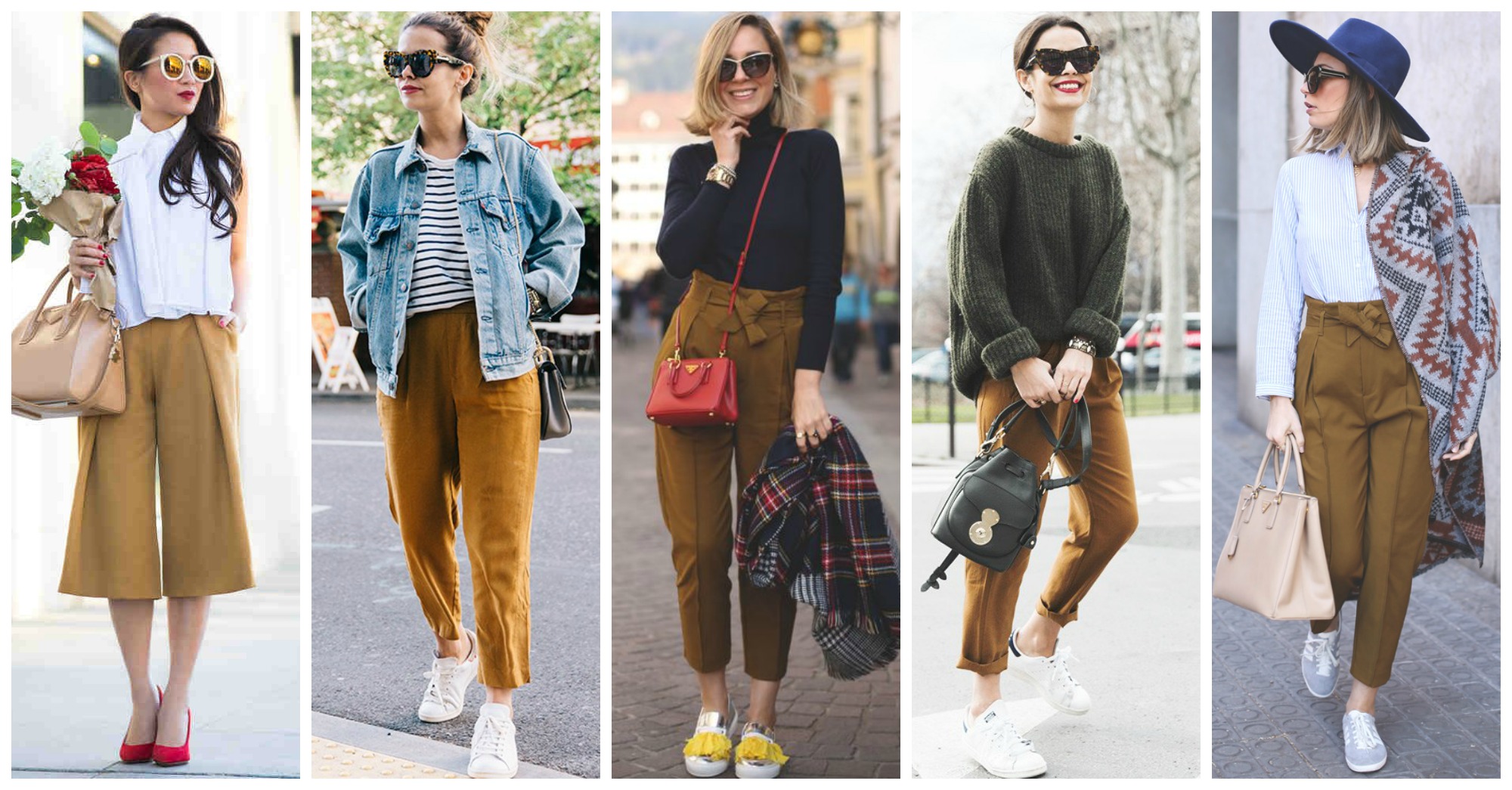 mustard sneakers outfit