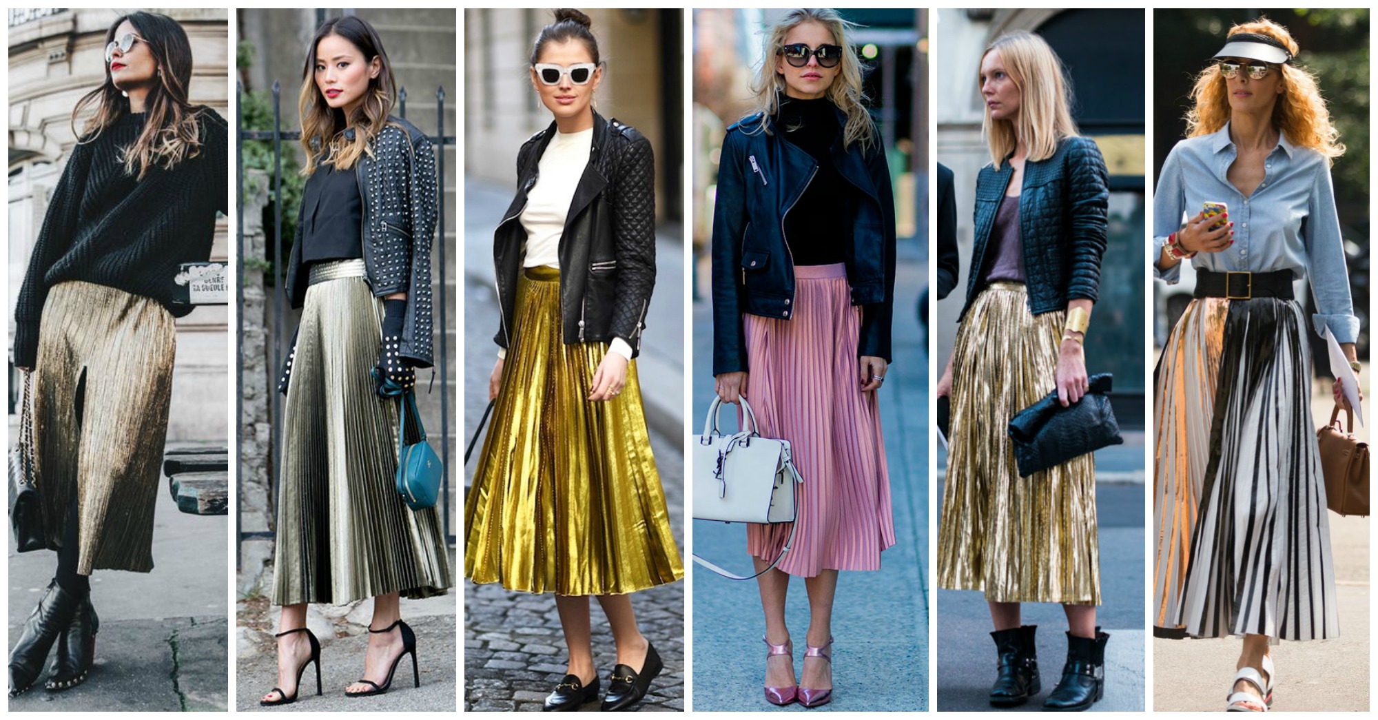 metallic pleated skirt trend